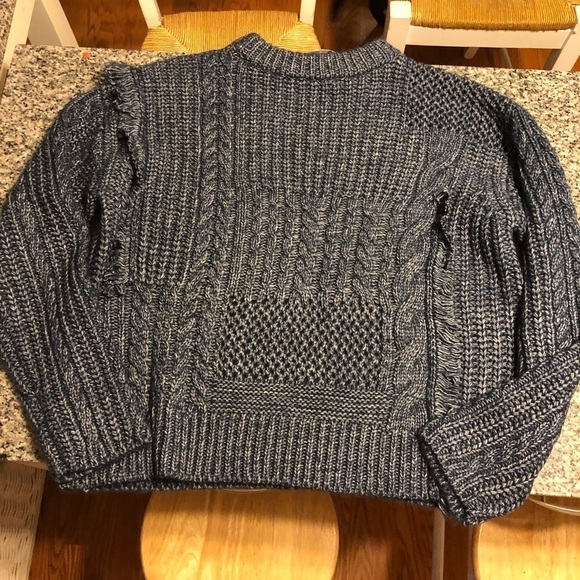 current air Sweaters - Current Air Crew Neck Fringe Cable Sweater